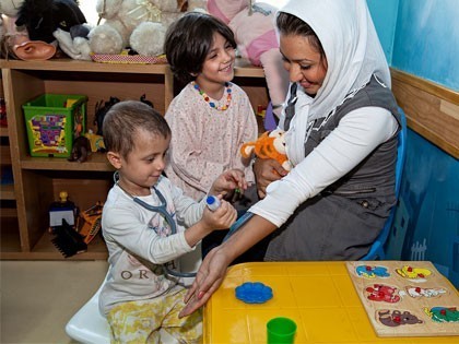 MAHAK children in the play room The children playing and having fun in the play room